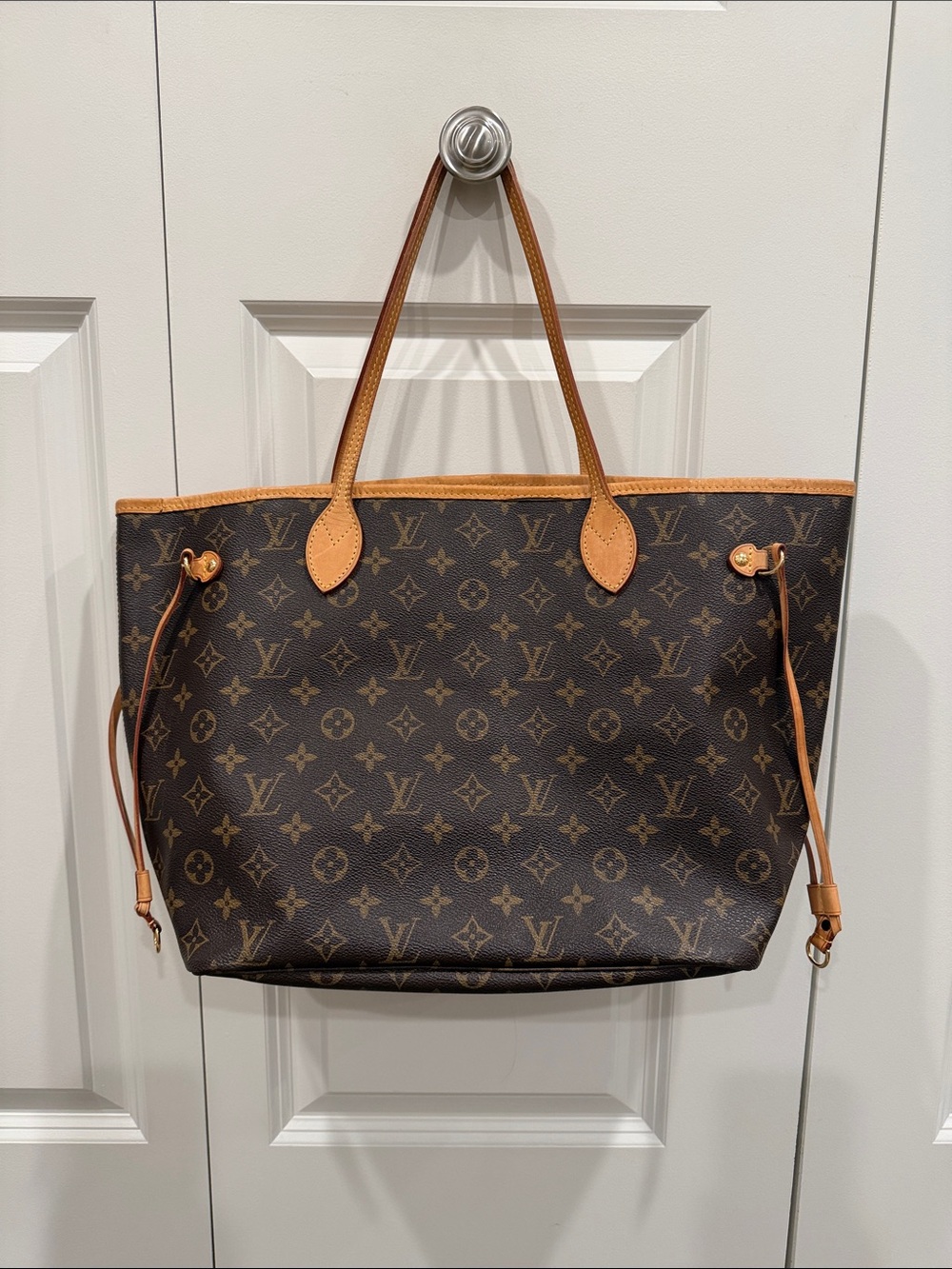 Louis Vuitton Monogram Canvas Tote with Tan Leather Trim